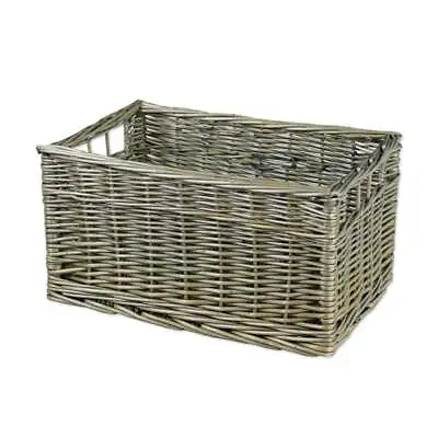 £31 • Buy Antique Wash Wicker Storage Basket Large Grey Woven Home Shelf Rustic Organise
