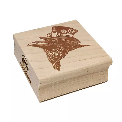 Steampunk Crow In Top Hat With Goggles And Gears Square Rubber Stamp Stamping • $9.99