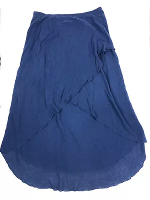 Dunes Gauze Cotton Skirt Large XL Long Blue Cotton Elastic Waist Tiered Layered • $17.09