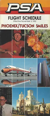 PSA Pacific Southwest Airlines System Timetable 11/3/82 [2103] Buy 4+ Save 25% • $4.99