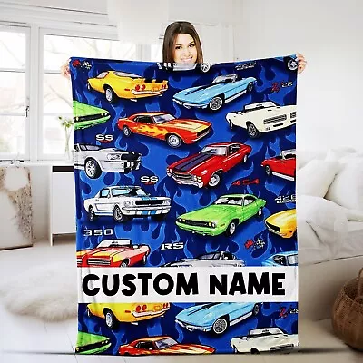 Personalized Cars Plush Fleece Blanket Muscle Car Baby Blanket Sports Car • $84.98