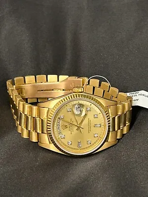 Rolex Day-Date 36mm 1803 Champagne Diamond Dial Presidential Bracelet • $16000