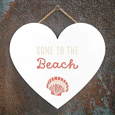 £10 • Buy Gone To The Beach Seaside Beach Themed Nautical Heart Hanging Plaque