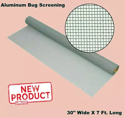 Aluminum Bug Wire Screening 30 In X 7 Feet Bright Insect Window Door Screen Mesh • $17.95