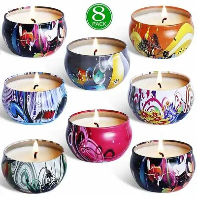 8 PCS Scented Natural Soy Wax Candle Gift Set Aromatherapy Vegan Friendly • £17.99