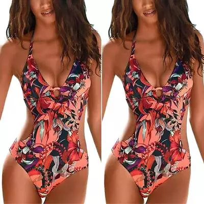 £11.09 • Buy Women One Piece Monokini Backless Halter Bikini Swimsuit Swimwear Bathing Suit