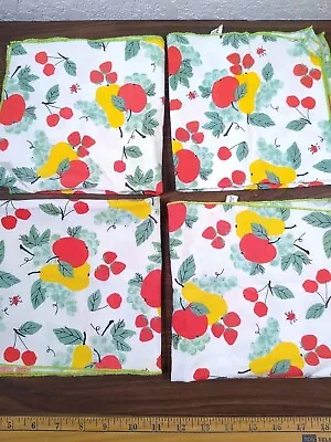 4 Vintage Cloth Fabric Napkin Set VERA NEUMANN Fruit Ladybug Table Linens Apple • $17.98