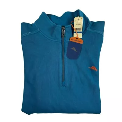 Tommy Bahama Aqua Blue Nassau Half Zip Waterfront Zip Mens XL NWT • $59.99