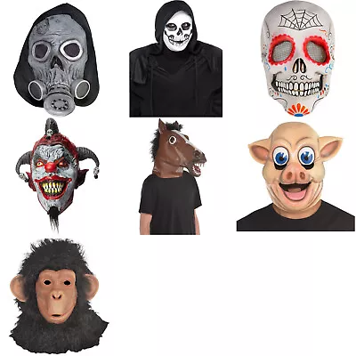 Adult Chimp Pig Horse Monkey Jester Head Mask Fancy Dress Costume Accessory • £7.99