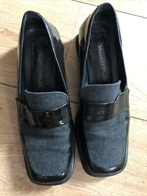 Marc O’Polo Vintage Black Patent Leather & Grey Fabric Ladies Shoes Size 35.5/3 • £14.99
