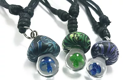 Two Glass Mushroom Pendant Necklaces - Pick Any Two Colors • $17.98