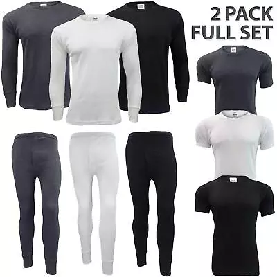 Pack Of 2 Mens Thermal Long Sleeve Shirt Top Ski Warm Winter Brushed Vest S-2XL • £8.75