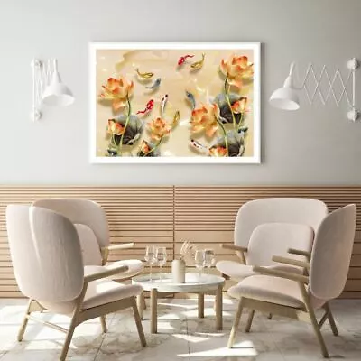 Colorful Fish & Flowers 3D Design Print Premium Poster High Quality Choose Sizes • $12.90