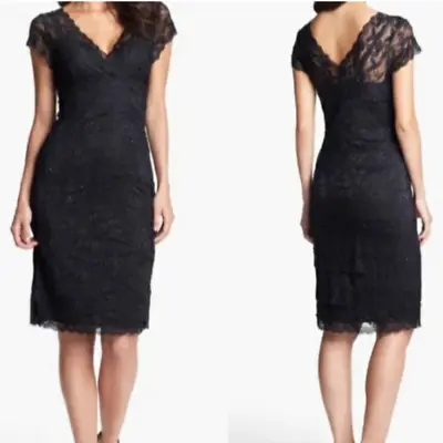 Marina Dress 10P Black Stretch Lace Wedding Party Cruise V Neck Sleeveless • $49.99