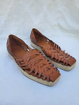 Size 9 Womens - Sam & Libby Brown Sandals Rope Huraches Summer Shoes Slip On • $22.99