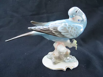 Vintage Hutschenreuther Karl Tutter Blue Parakeet / Budgie Bird Figurine 5  H • $149.99