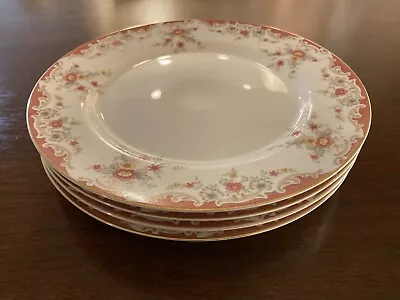 Mikasa Shelly L2806 Rose Pink Gold Rim 11  Dinner Plates - Set Of 4 • $36