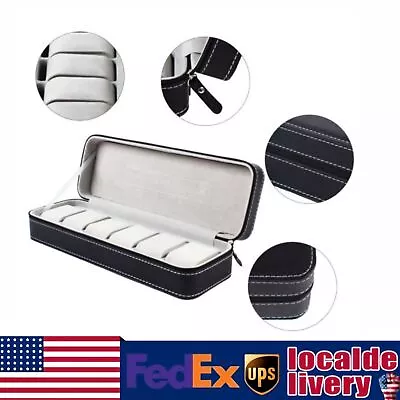 Portable Travel 6 Slot Zipper Watch Collector Storage Jewelry Watch Storage Box • $21