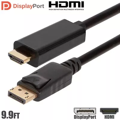 9.9FT DisplayPort DP To HDMI Converter Cable Adapter HDTV 4K 60Hz PC MacBook Pro • $32.45