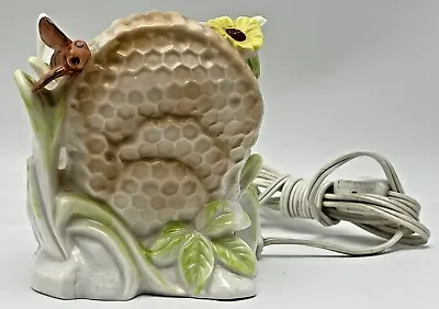 Vintage Ceramic Figural Beehive Bee Night Light Lamp I W Rice Japan Flower • $59.95