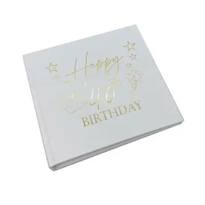 40th Birthday White Photo Album Gift Keepsake Gold Present Finish • £15.99