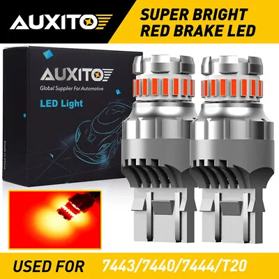 2X AUXITO 7443 7440 LED Red Strobe Flash Brake Stop Tail Parking Light Bulb EXC • $13.49