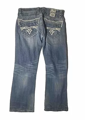 Rock Revival Jeans Men’s 36x32 Bootcut Distressed Thick Stitch Mack Flaw • $39.99