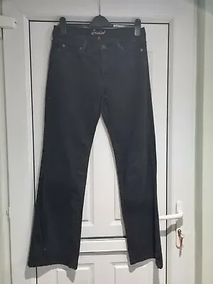 OASIS Scarlet Black Denim Jeans Straight Mid Rise Long Length Size 14 VGC • £25