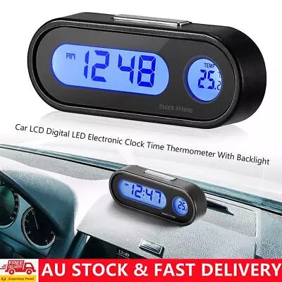 2 In 1 Car LCD Digital LED Electronic Clock Time Thermometer W/ Blue Backlight • $11.99