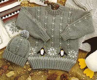 £1.99 • Buy Penguin Baby Childrens Sweater & Hat  20  ~ 30  -1/11 Yrs DK Knitting Pattern
