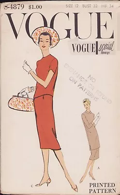 UNCUT 1958 VOGUE Pattern S-4879 - Special Design Two Piece Dress - Bust 32 • $14.98