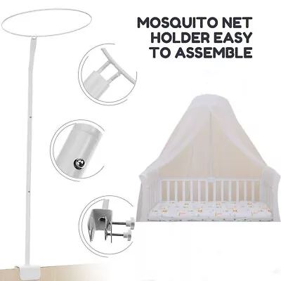 Mosquito Net + Holder Set Cot Netting Canopy Drape Stand Baby Crib Bed Support • $32.99