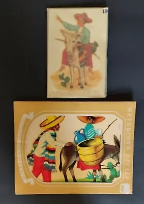 2 Meyercord Decorator Decals Mexican Hispanic Man Boy Donkey Sombrero Cactus NOS • $14.46