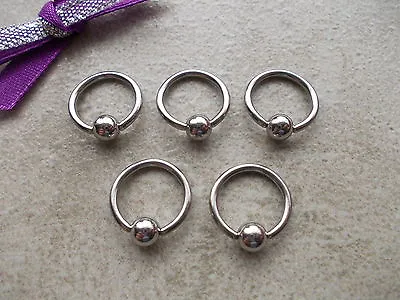 Pack Of 5 X Ball Captive Rings 6mm8mm10mm12mm14mm16mm1.2/1.6mmNoseEar • £3.99