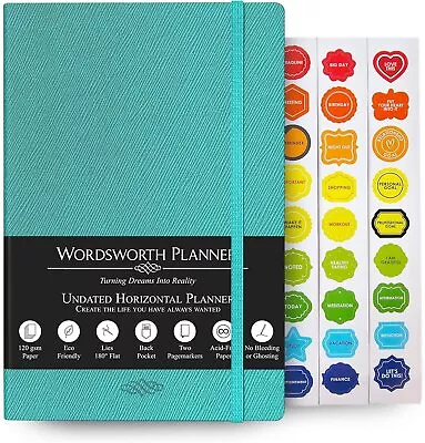 Undated Planner Weekly Monthly - Hardcover - A5 Paper; 120GSM - Turquoise • $29.90