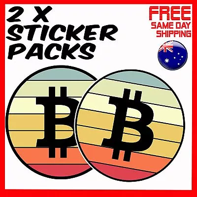 2 X Stickers - Bitcoin Vintage Sunset Cryptocurrency Car  Bumper Laptop Sticker • $4.24