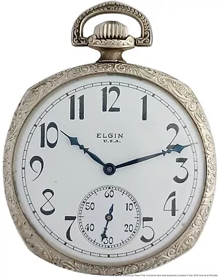 Vintage Elgin 15j Openface Mens Art Deco Running Pocket Watch • $35