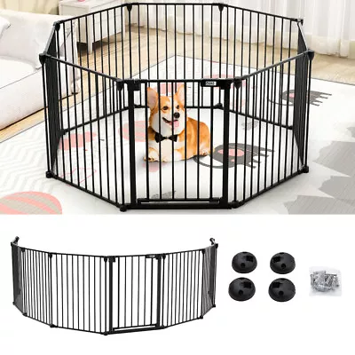 3/5/6/8 Panel Dog Gate Pet Cat Fence Baby Safety Barrier Divider Folding Doorway • £55.95