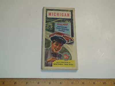 1947 Sinclair Michigan Travel Road Map - Pictorial Sight-Seeing Guide VG Cond. • $16.99