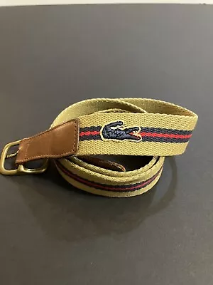 Vintage Lacoste Canvas Brown Leather Belt Alligator Logo Size 40 Reversible • $24.99