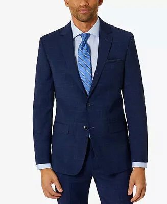 BAR III Men's Skinny-Fit Suit Jacket 44L Blue Plaid Sport Coat • $18.48