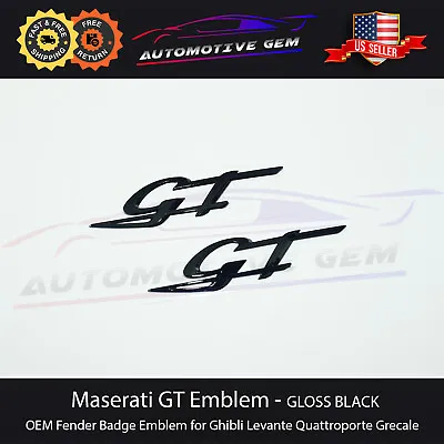 Maserati GT Fender Emblem GLOSS BLACK LH & RH Side Logo Badge Ghibli Levante OEM • $74.99