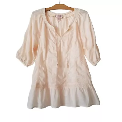 The Garden Collection H&M Womens 8 Eyelet Embroidery Tunic Cover Up Pastel Pink • $19.99