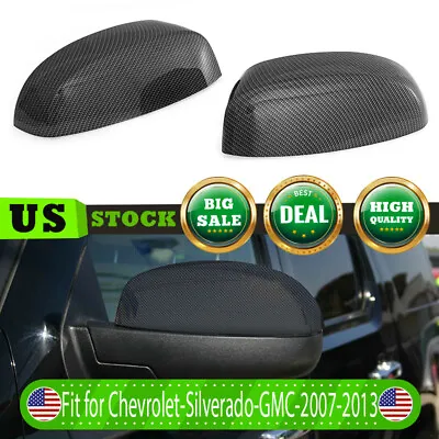 For 2007-13 Chevy Silverado GMC Sierra Carbon Fiber Mirror Cover Cap Replacement • $29.98