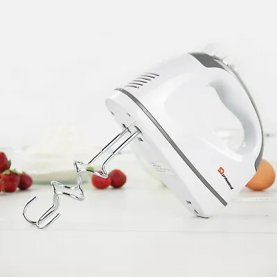  300W  Electric Hand Mixer Food Whisk 5 Speeds & Turbo 2 Dough Hooks 2 Whisks  • £19.99