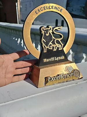 Merrill Lynch Logo Bull Statue  Brass Desk Award • $120