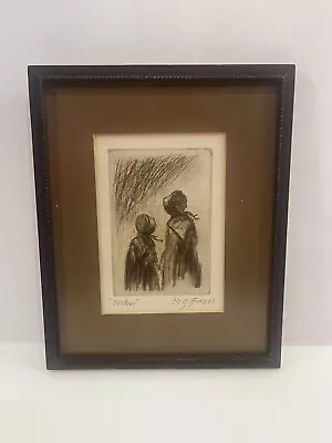 Amish Etching ‘Sisters’ By Ed Gifford 1981 • $35.99