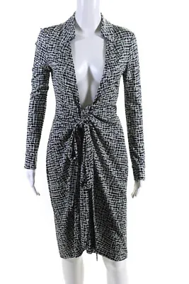 $69.99 • Buy Diane Von Furstenberg Womens Collared Abstract Wrap Midi Dress Gray Size 2