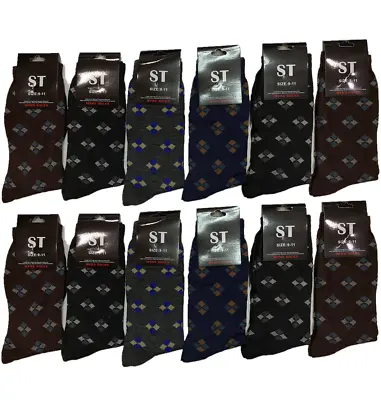 NEW 12 Pairs Mens Cotton Crew Fashion Casual Dress Socks Size9-11 10-13 SX-204 • $10.99