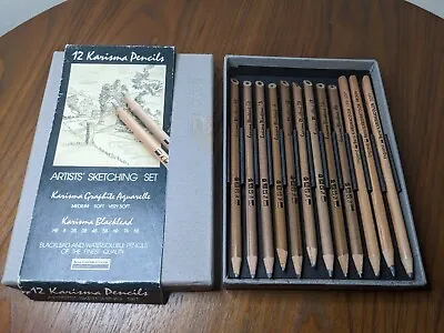 £199 • Buy 12 Karisma Pencils Blacklead Graphite Aquarelle - Artists Sketching Set - Berol